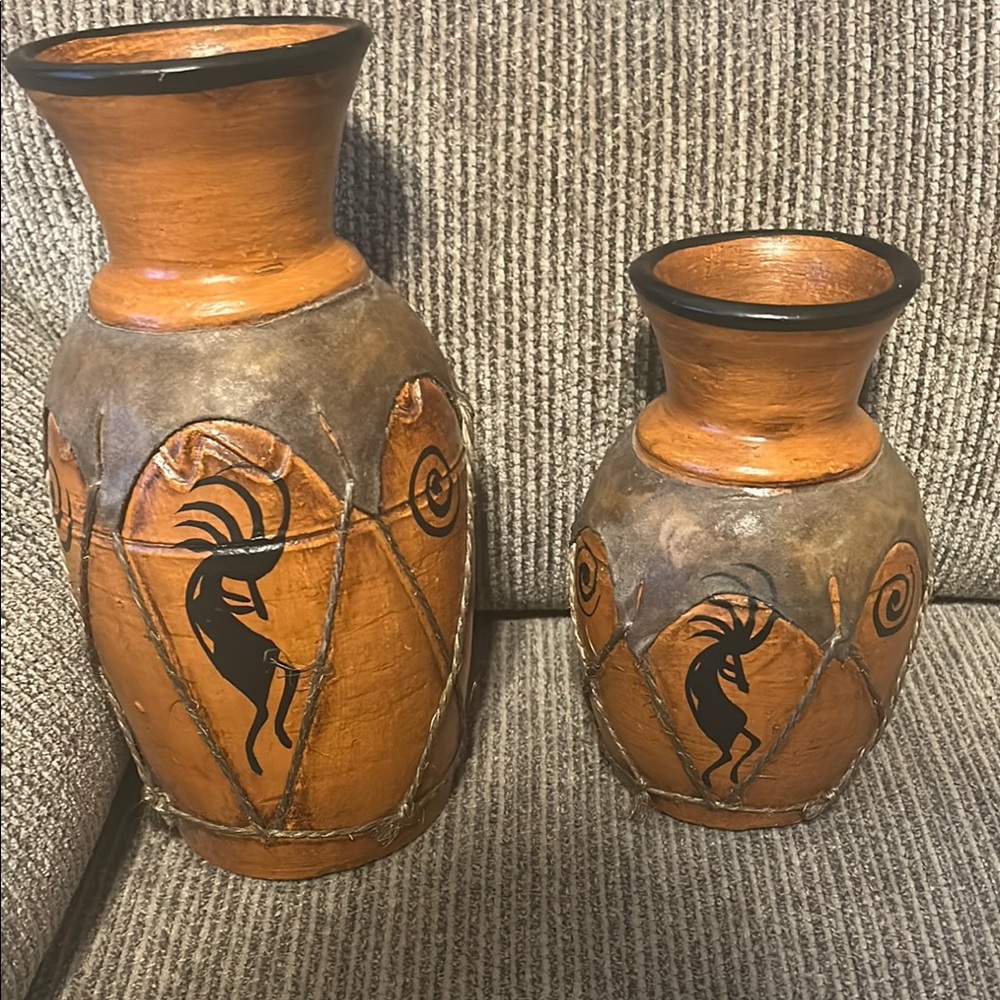 Artisan Orange and Black Vases